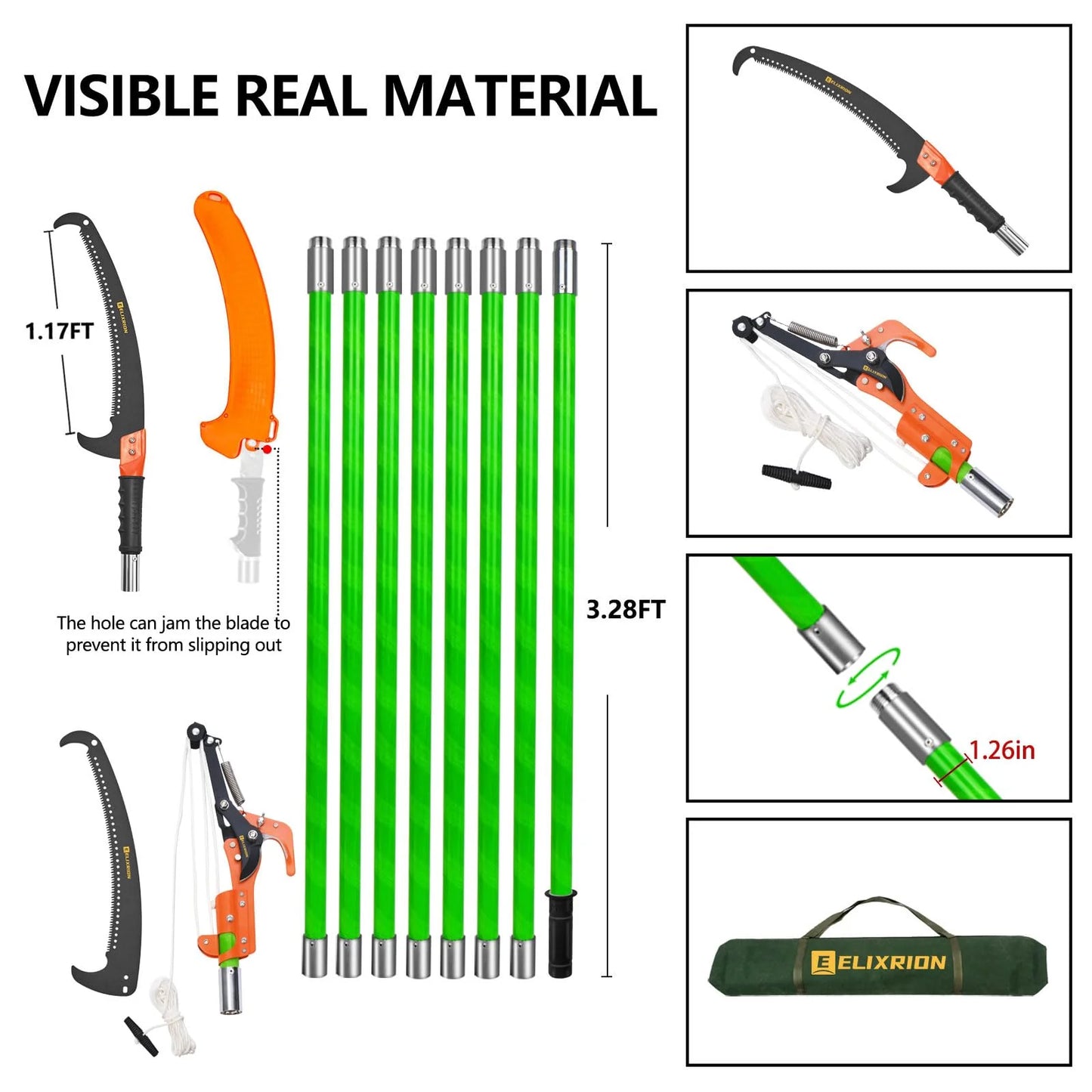 ELIXRION 7-27 Feet Pole Saws for Tree Trimming