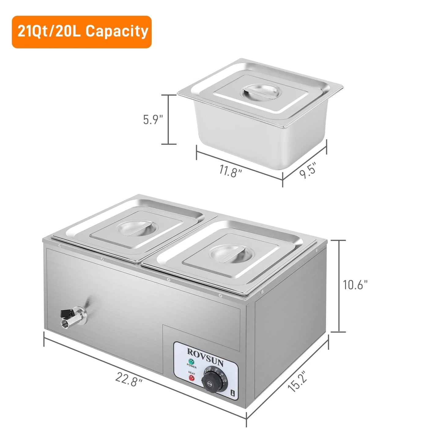 ROVSUN 21QT Electric Commercial Food Warmer