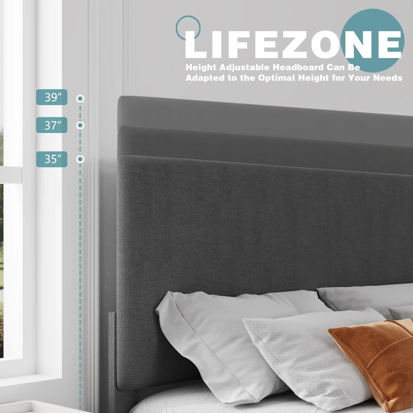 Lifezone Queen Bed Frame with Headboard