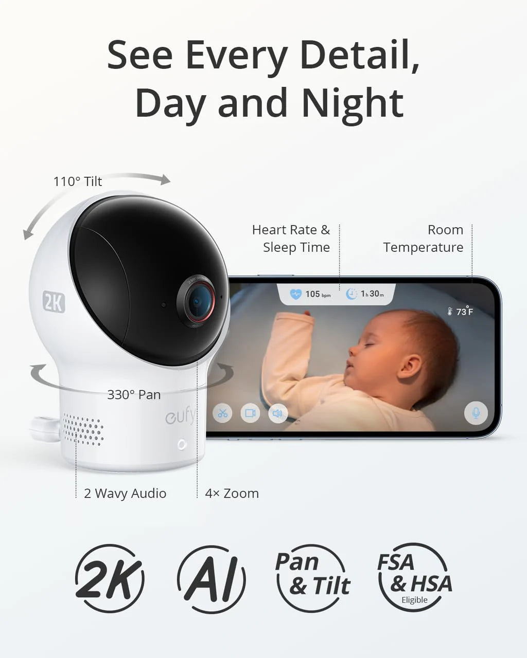 eufy Baby Smart Sock S320 Baby Monitor with 2K Camera