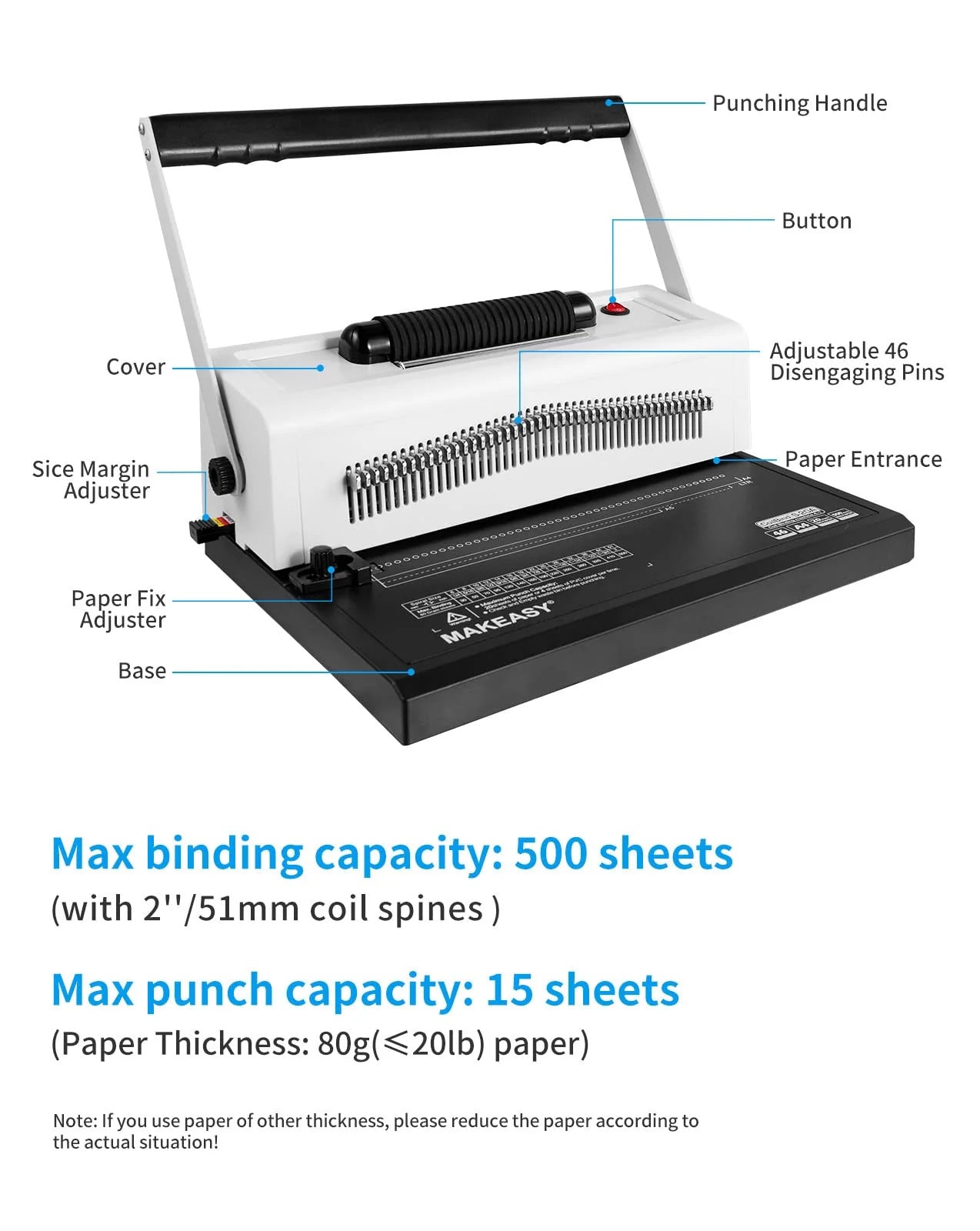 MAKEASY Spiral Coil Binding Machine for LTR/A4