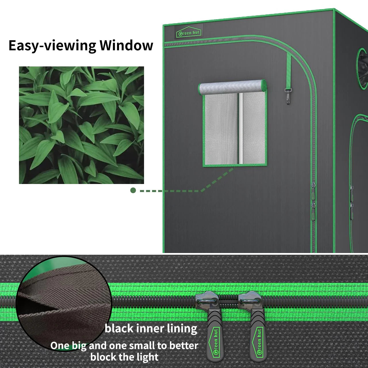 Green hut Grow Tent 96"X48"X78" 600D Mylar Hydroponic