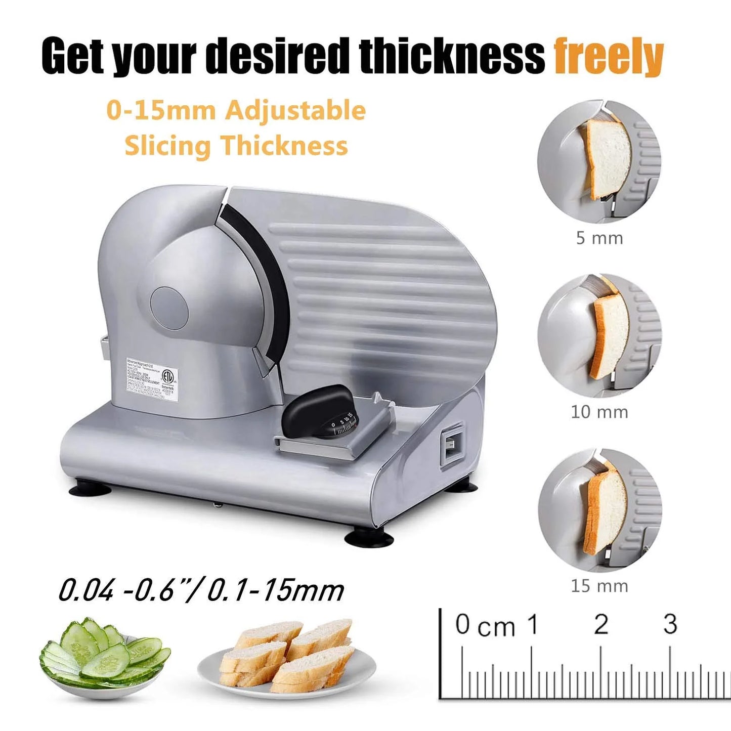 CUSIMAX Electric Deli Food Slicer with Two Stainless Steel Blades