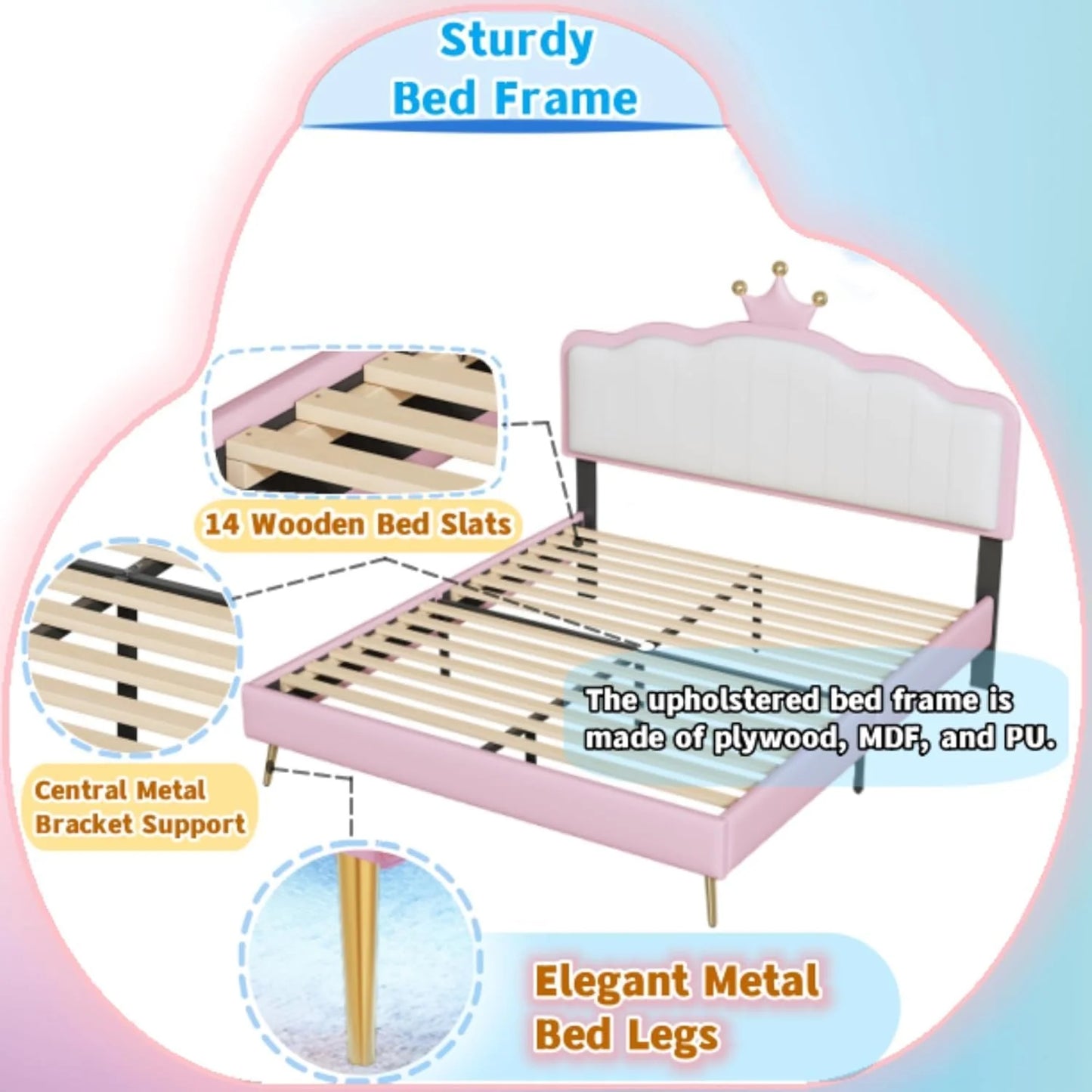 Linique Full Size Upholstered Bed Frame with LED Lights