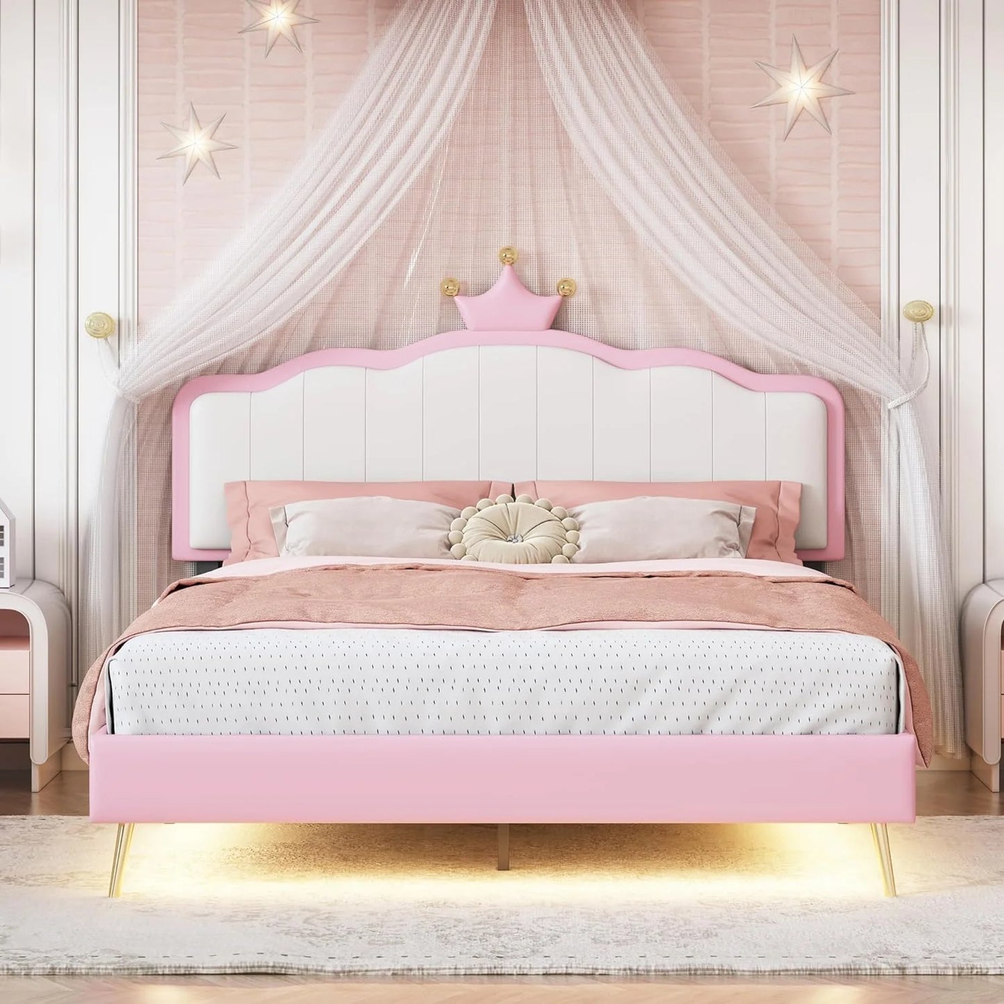 Linique Full Size Upholstered Bed Frame with LED Lights