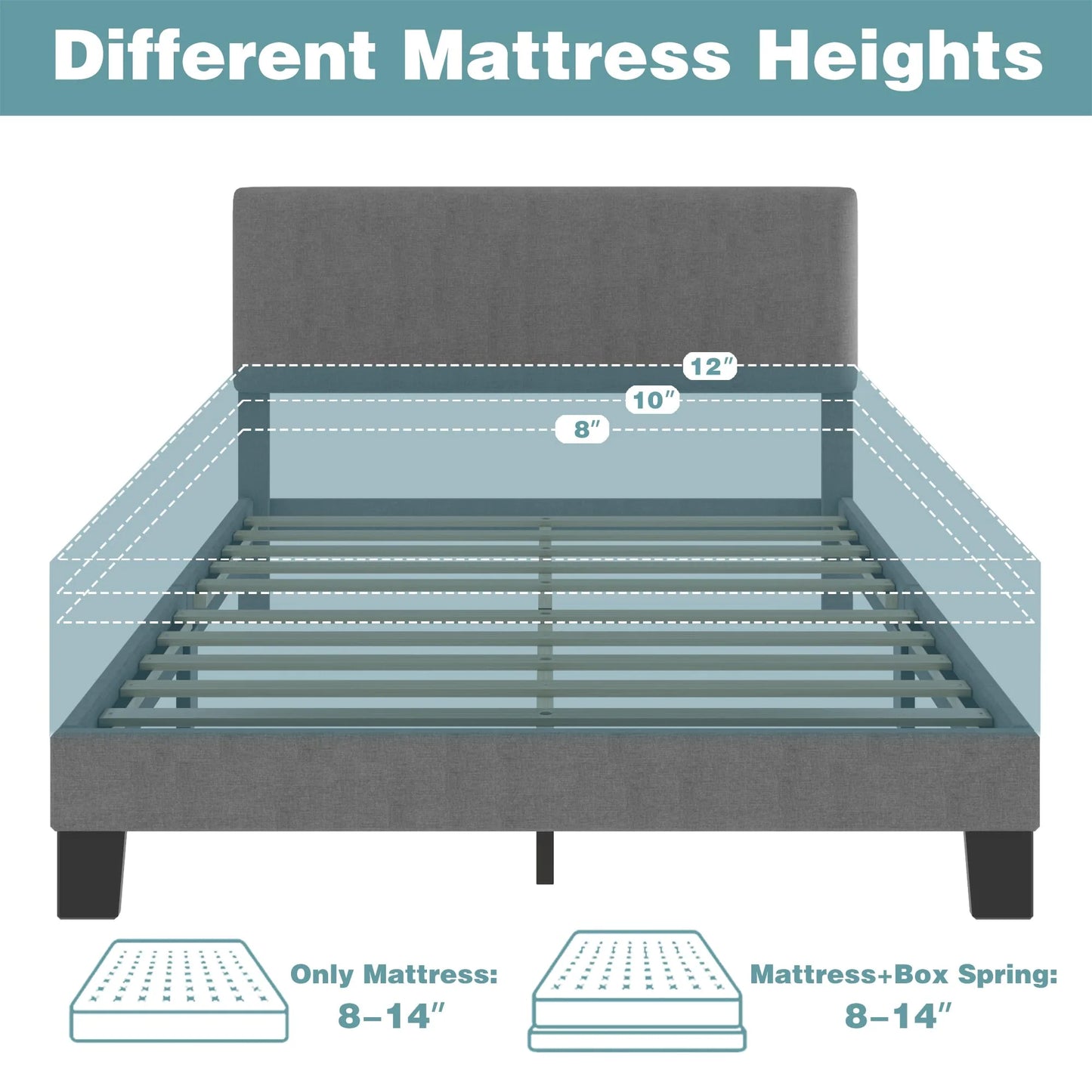 Lifezone Queen Bed Frame with Headboard