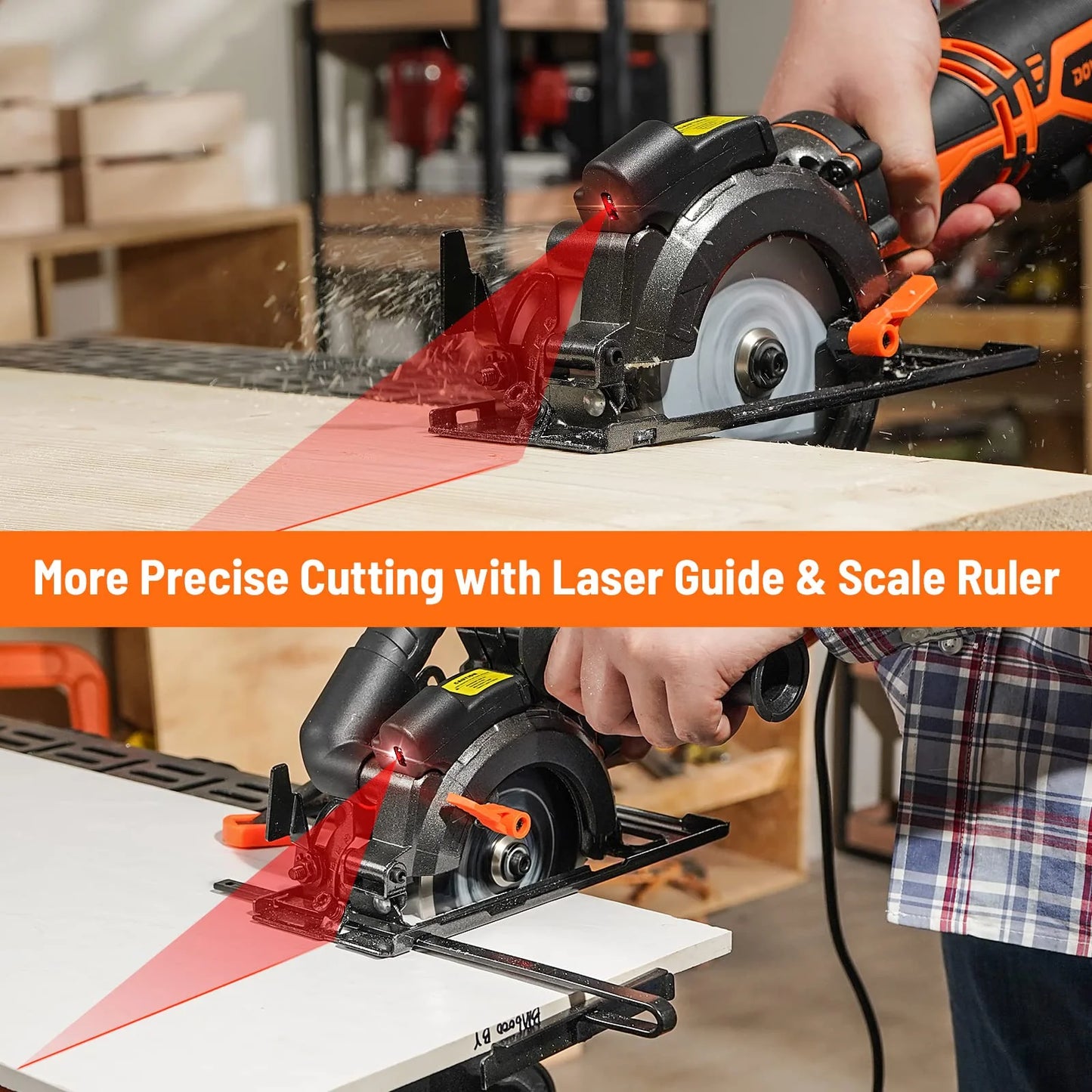 DOVAMAN Circular Saw, 5.8A 4-1/2" Circular Saw w/Laser