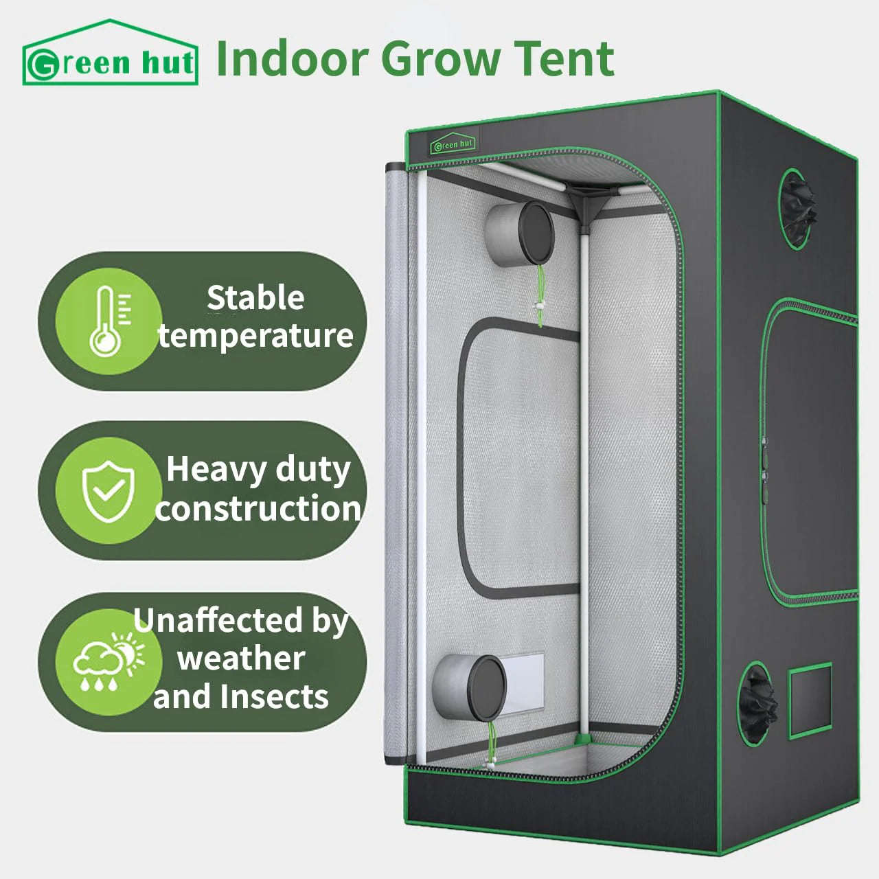 Green hut Grow Tent 96"X48"X78" 600D Mylar Hydroponic