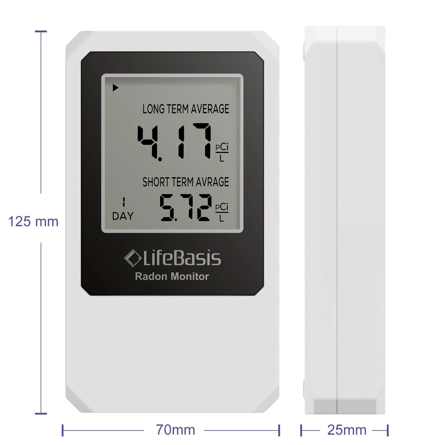 Life Basis Home Radon Detector 0-500 pCi/L Range