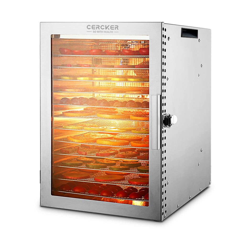 Cercker Food-Dehydrator Machine with 12 Stainless Steel Trays