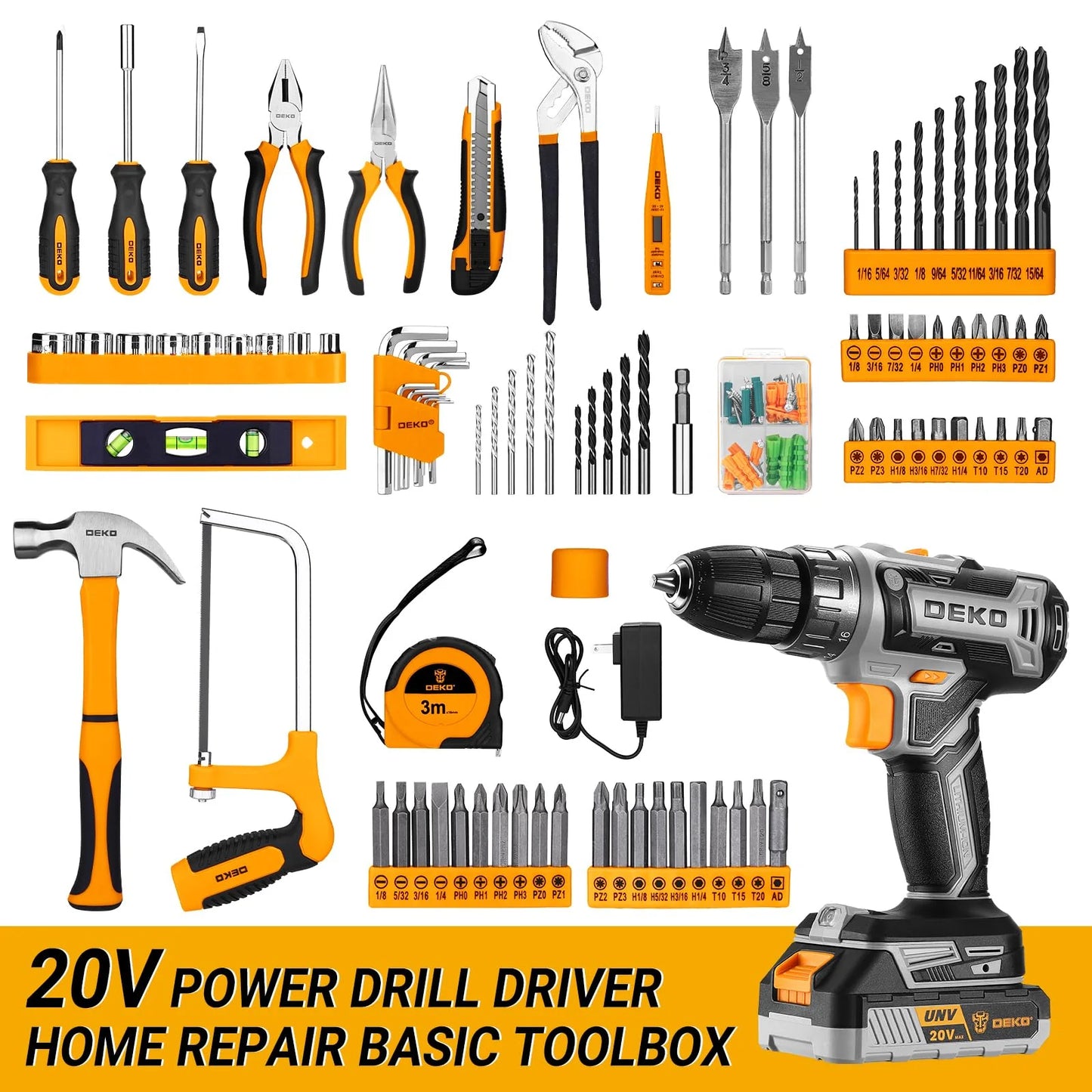 DEKOPRO Cordless Drill Tool Kit Set