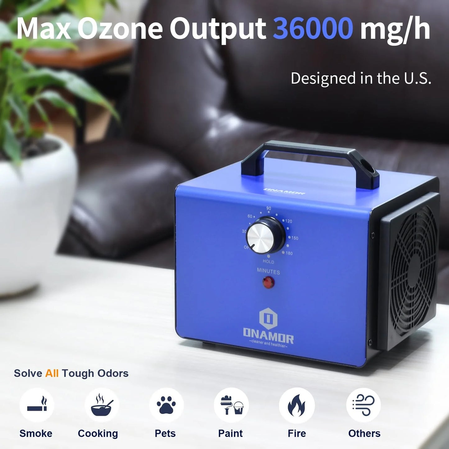 ONAMOR Ozone Generator 36000 mg/h for Home, Car, Smoke