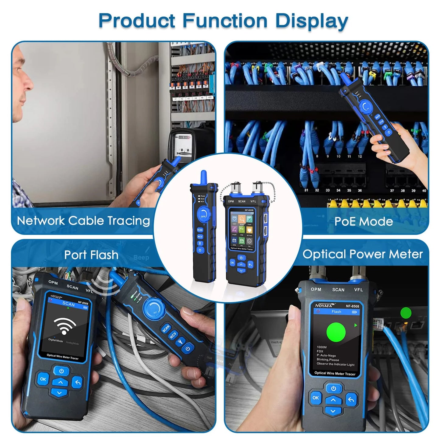 NOYAFA Network Cable Tester with Optical Power Meter