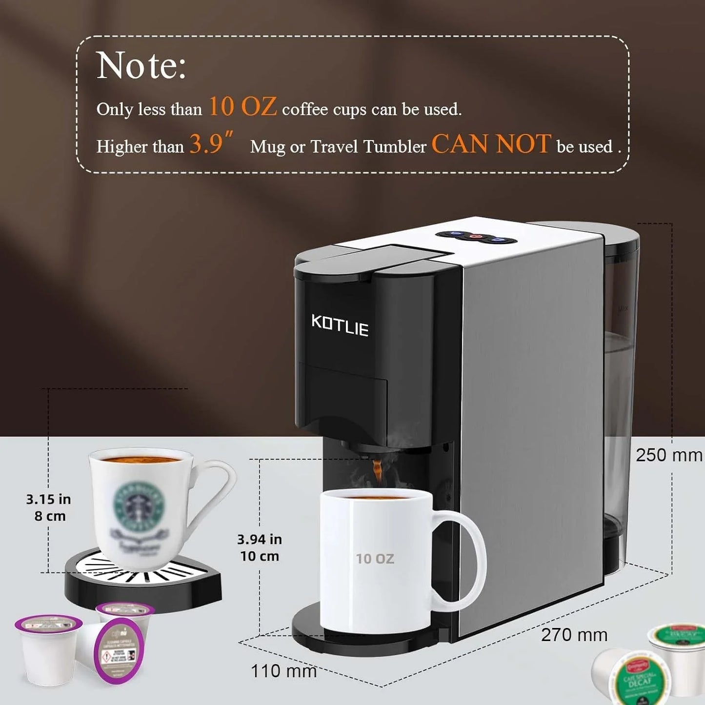 KOTLIE Single Serve Coffee Maker, 4 in 1 Espresso Machine