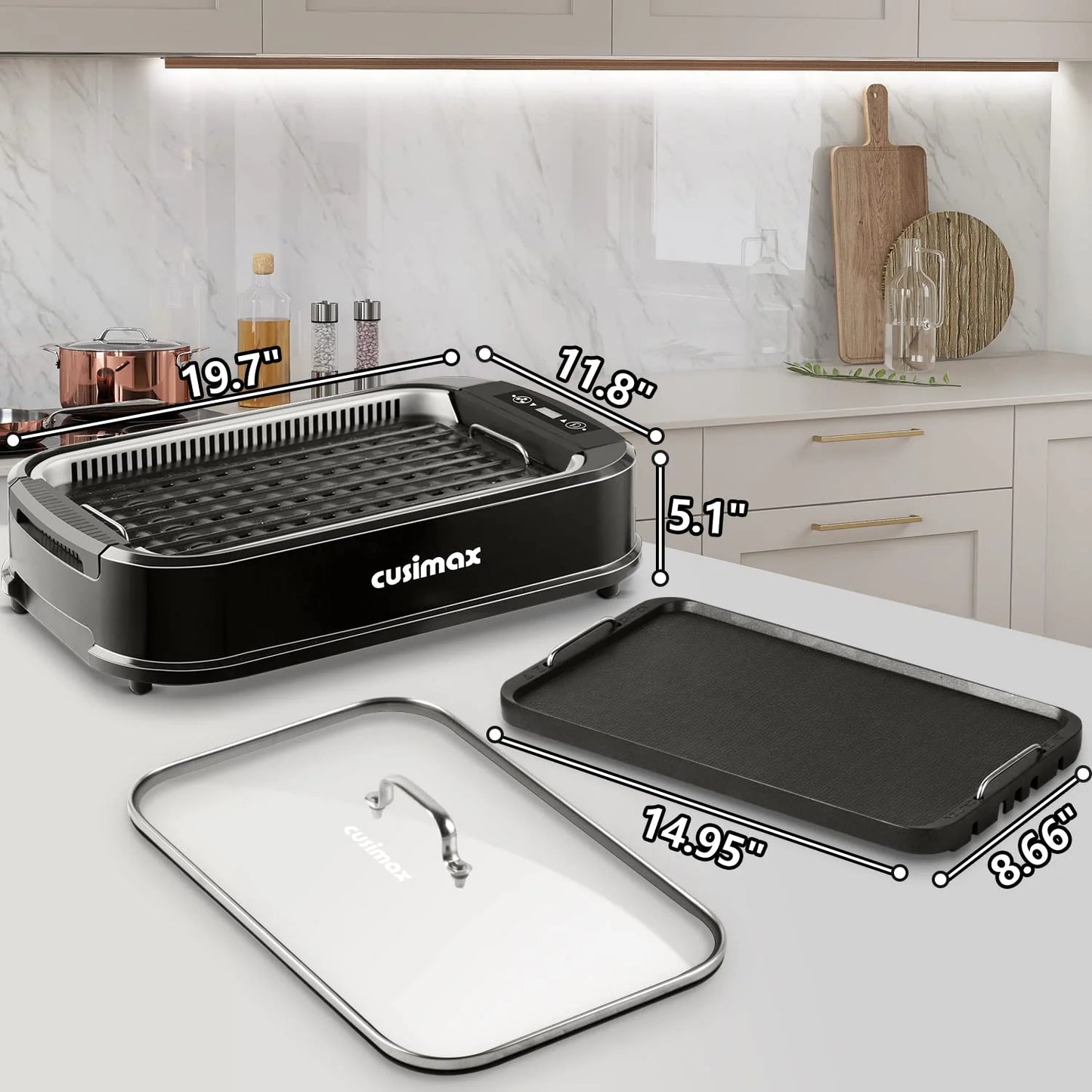 CUSIMAX Smokeless 1500W Electric Grill Indoor