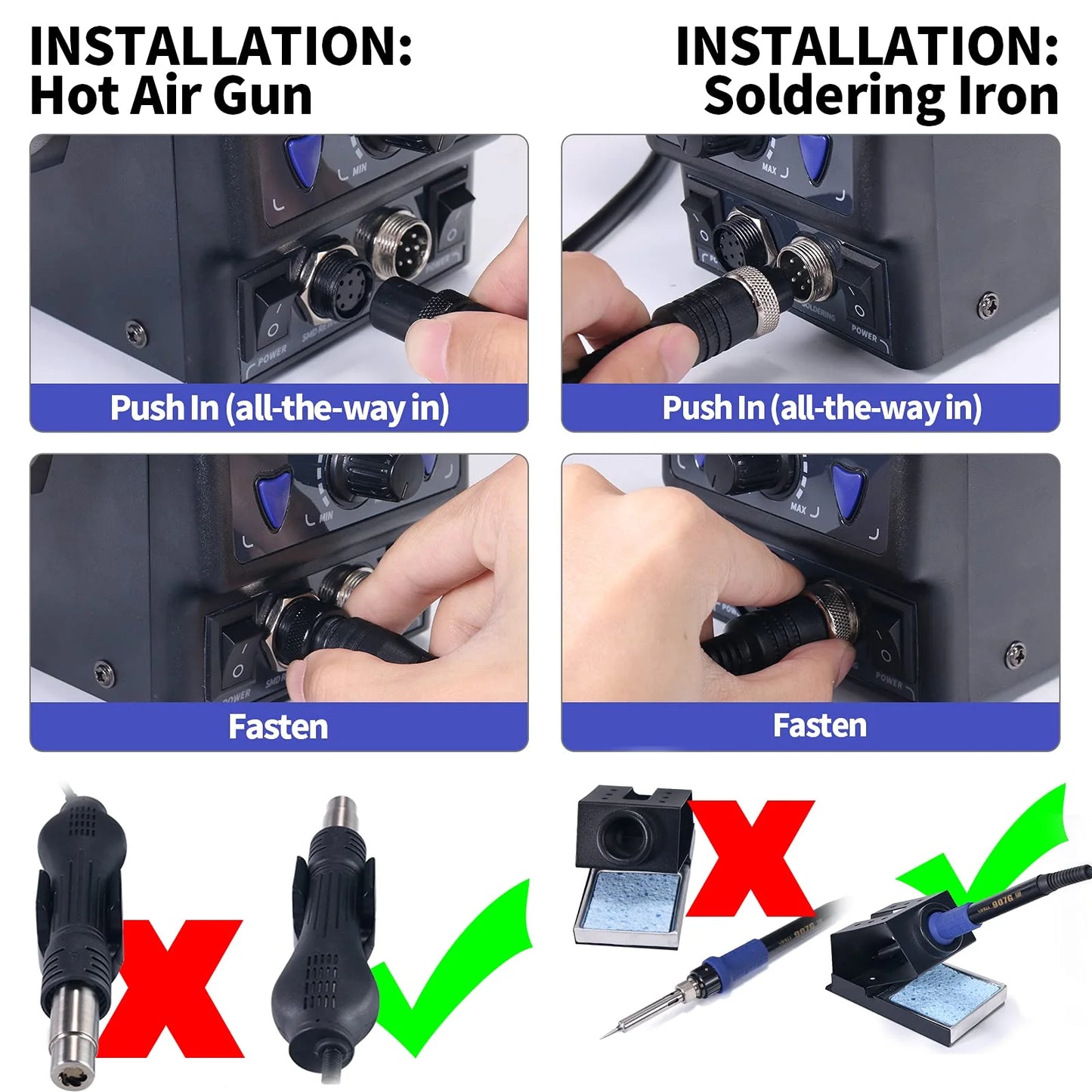 YIHUA 2 in 1 Hot Air Rework and Soldering Iron Station with °F /°C