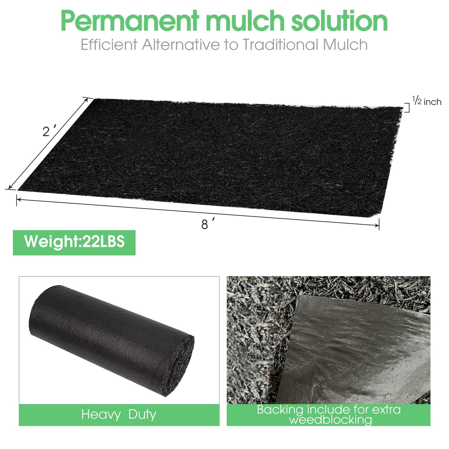 Harmiden Black 2 Pack Recycled Rubber Mulch