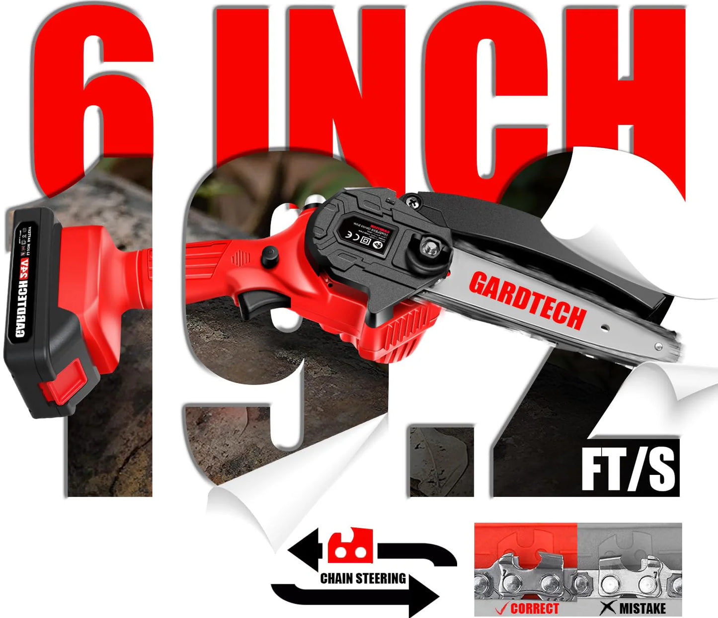 Gardtech 6 Inch Cordless Portable Electric Chain Saw