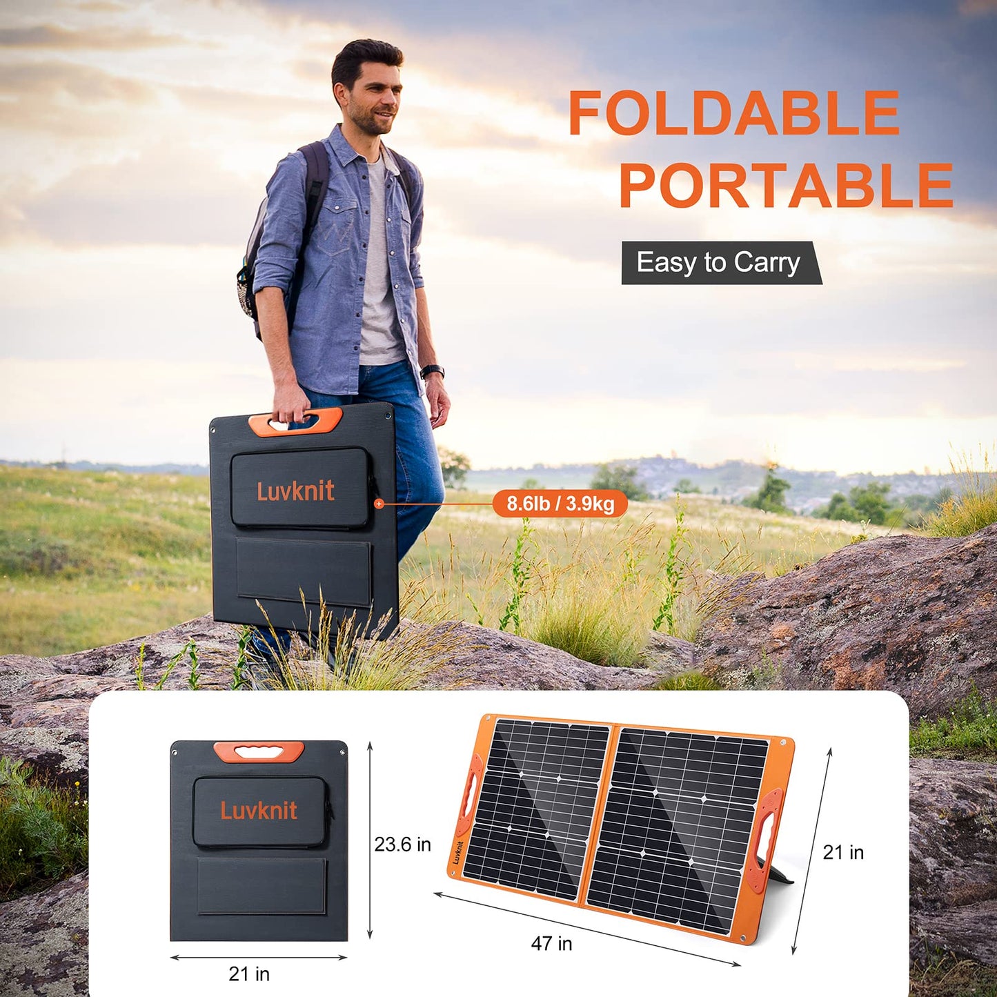 Luvknit 100 Watt Portable Solar Panel for Power Station