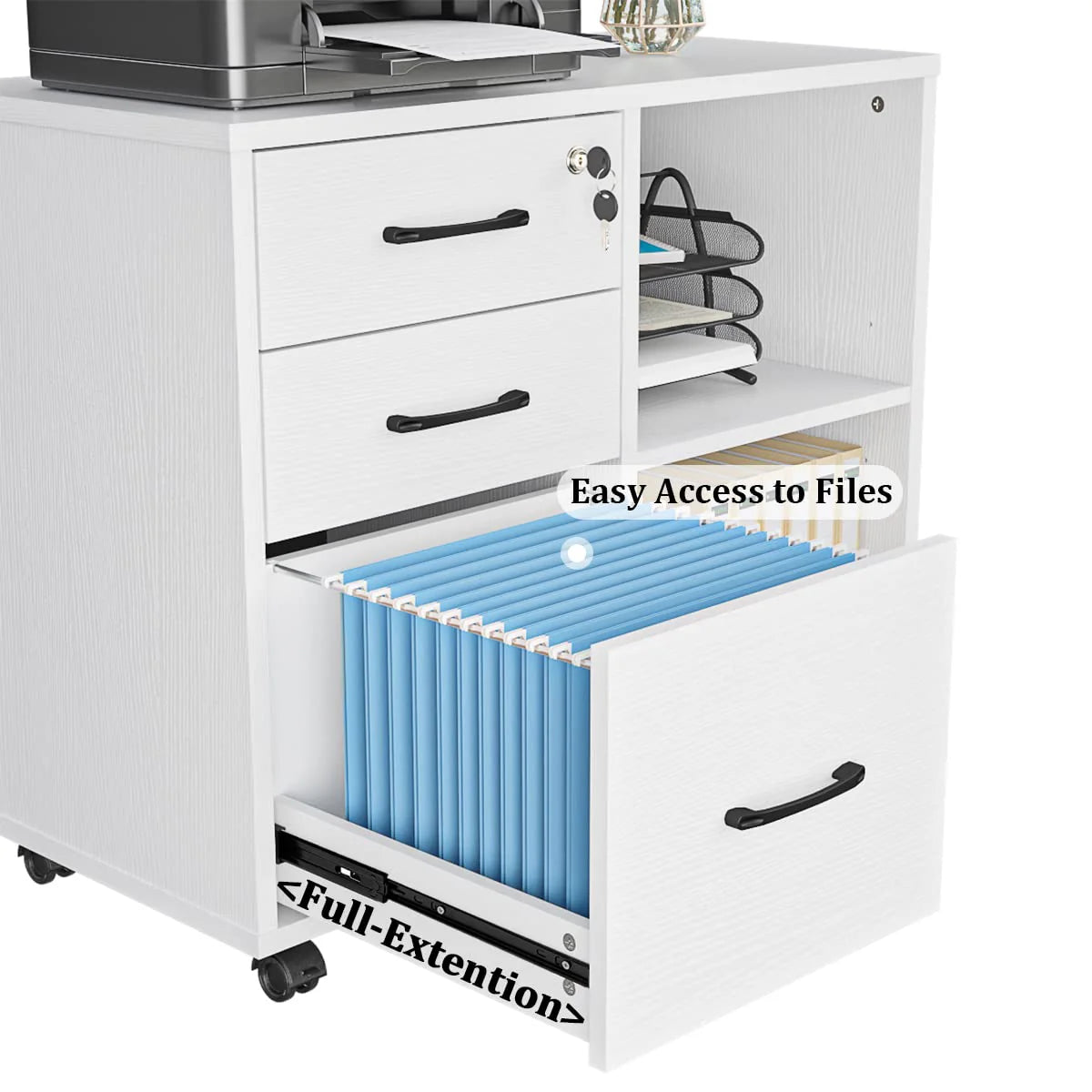 Panana 3 Drawer File Cabinets, Mobile Lateral Printer Stand