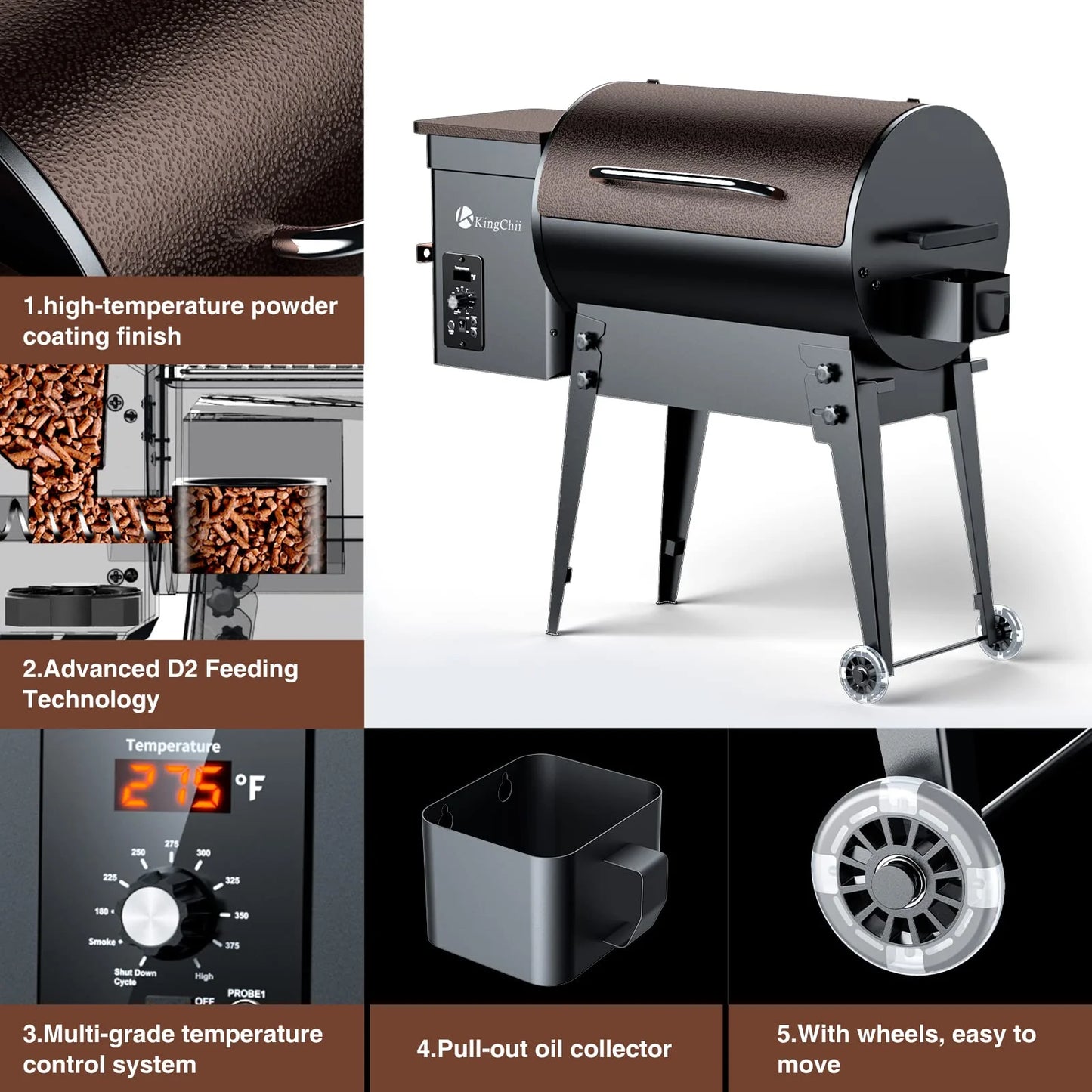 KingChii Portable Wood Pellet Grill & Smoker