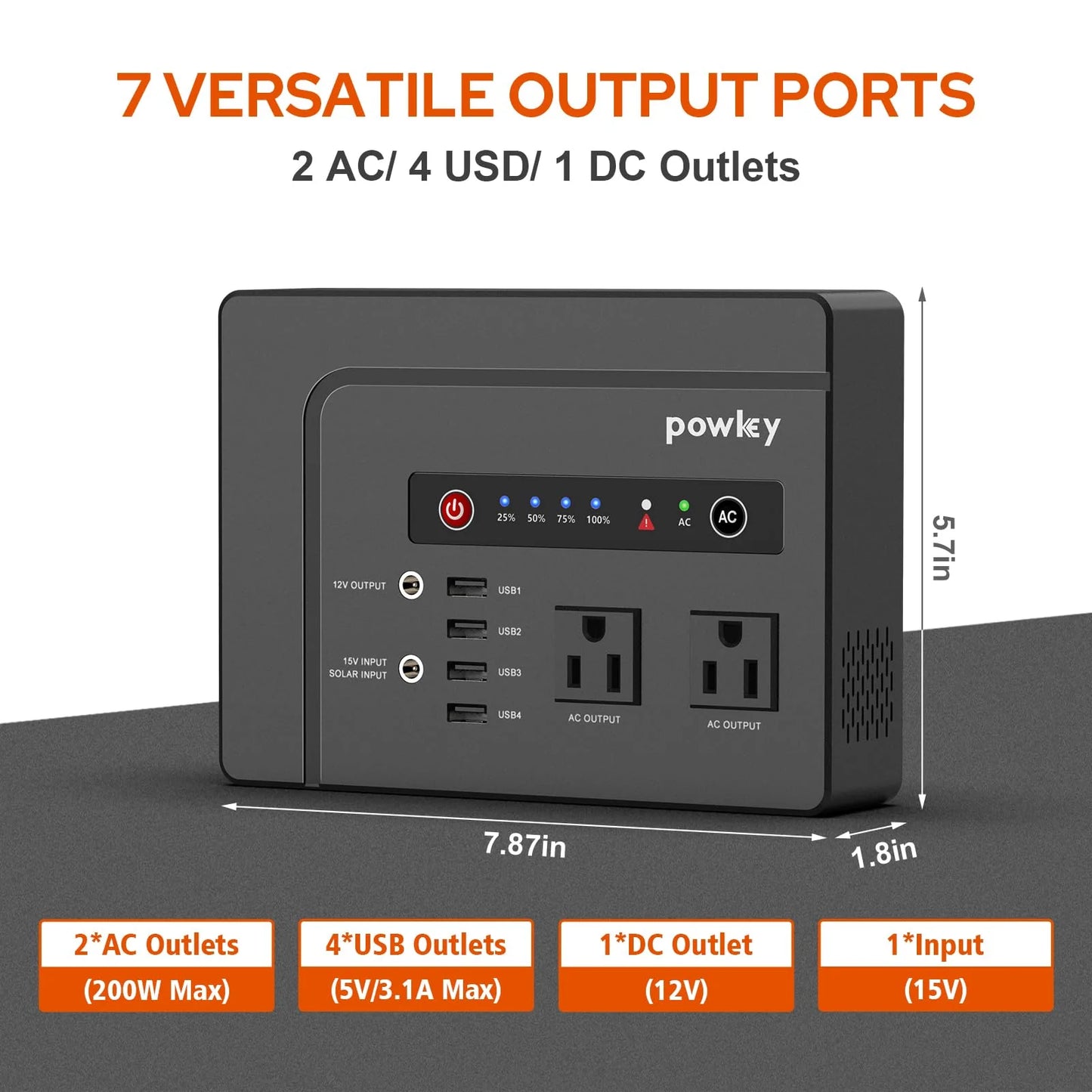 Powkey 146Wh/200W Outdoor Solar Generator with Panel