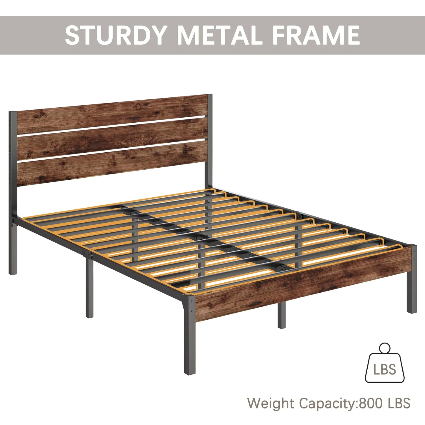 Fluest Queen Bed Frame with Headboard and Footboard