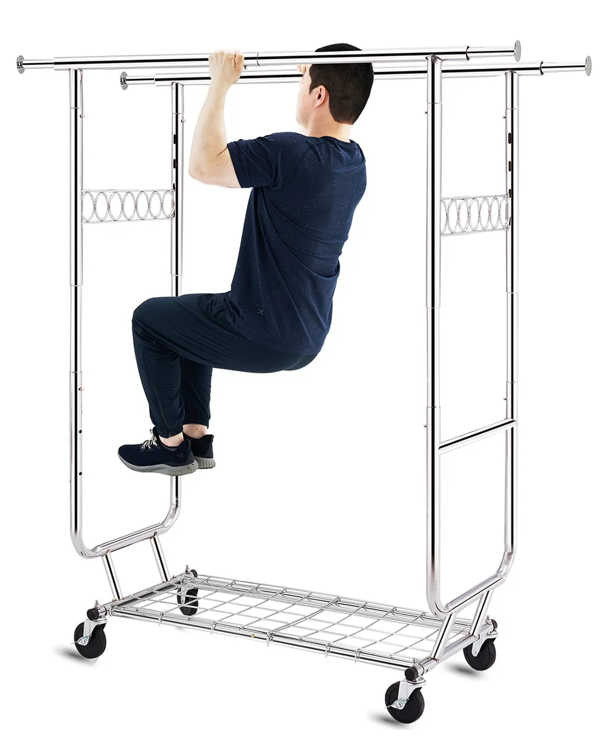 HOKEEPER Double Clothing Garment Rack with Shelves