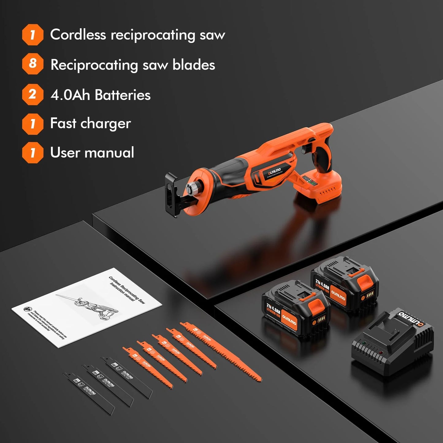 Olmlmo Brushless Cordless Reciprocating Saw