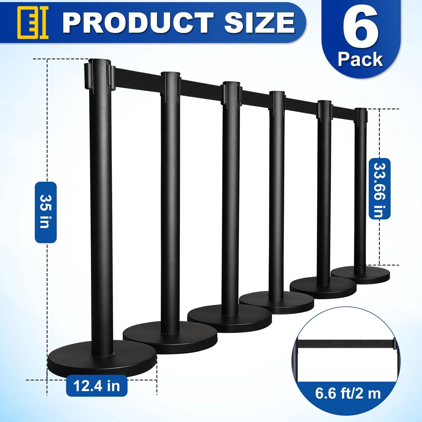 XPCARE Crowd Control Stanchion, 6 Pieces Stanchion Set