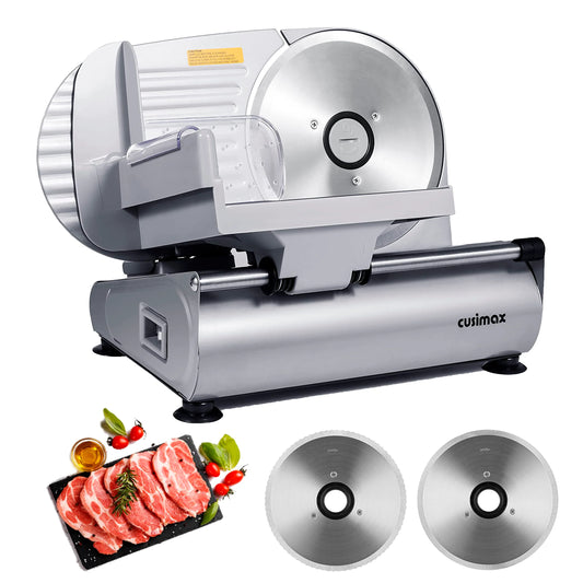 CUSIMAX Electric Deli Food Slicer with Two Stainless Steel Blades