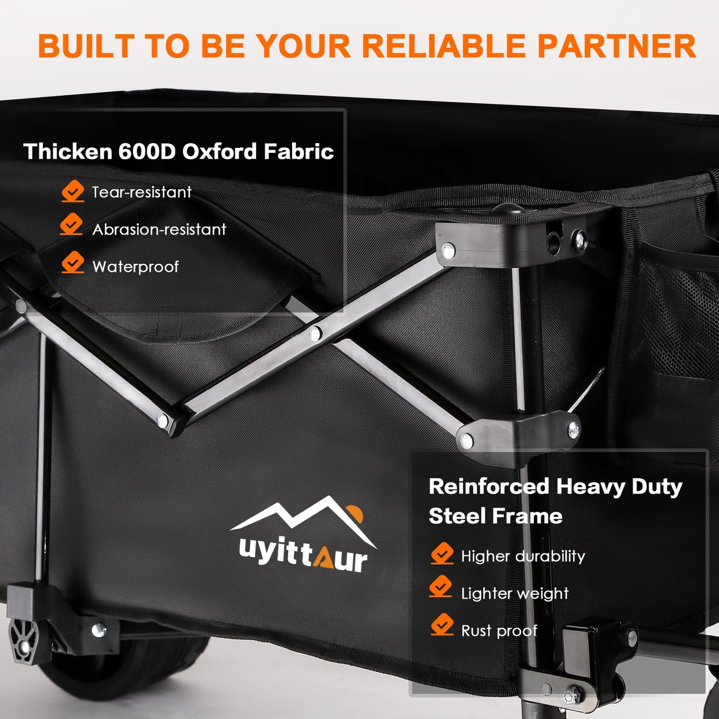 Uyittour Collapsible Folding Wagon Cart Heavy Duty Foldable