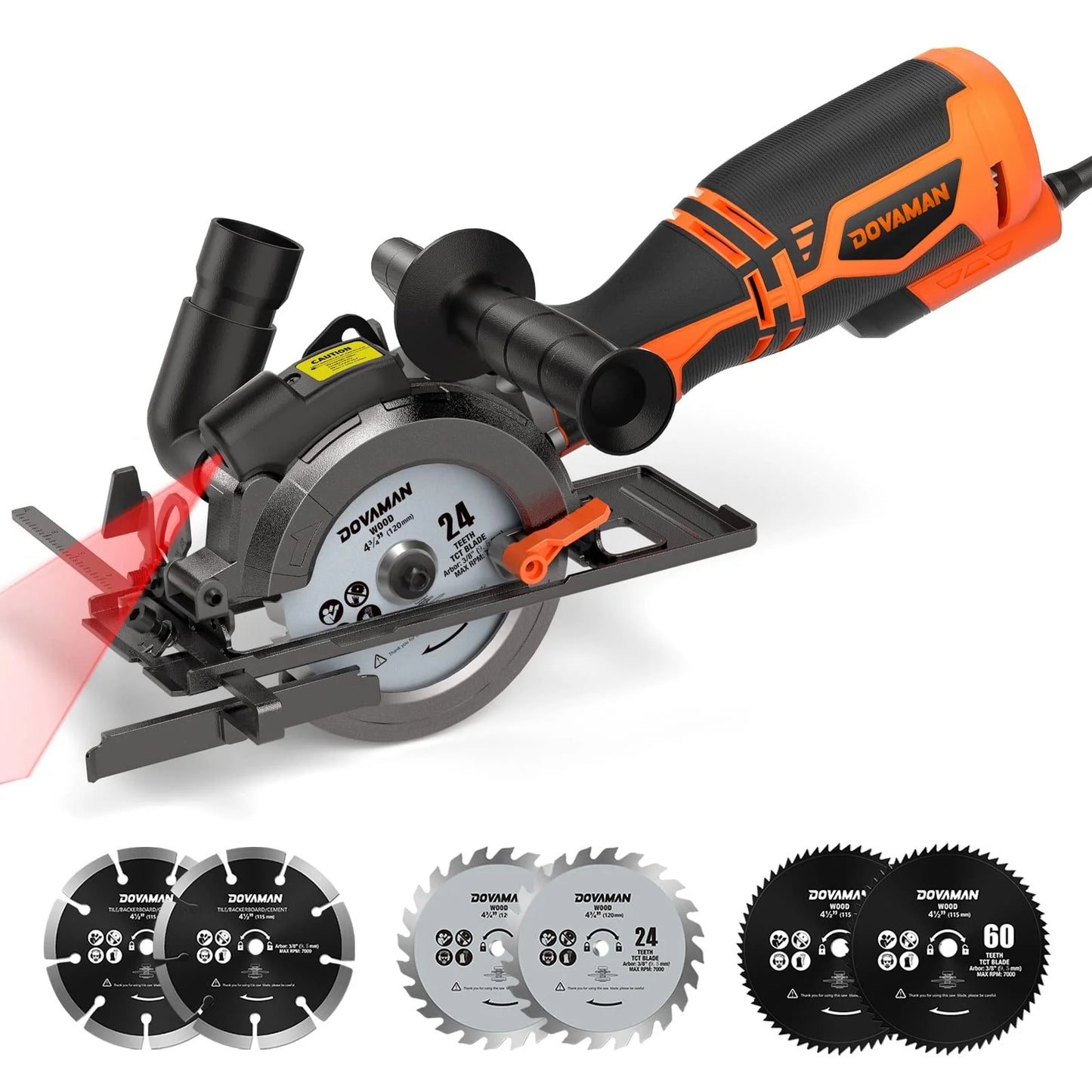 DOVAMAN Circular Saw, 5.8A 4-1/2" Circular Saw w/Laser