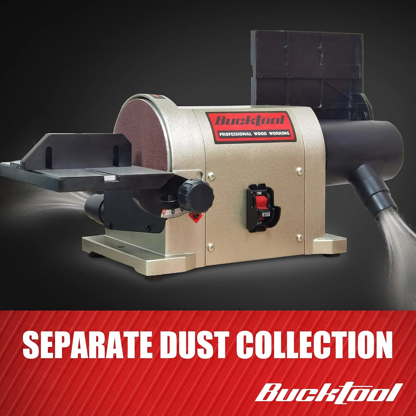 BUCKTOOL 5.0A Belt Disc Sander with 3/4HP Direct-drive Motor