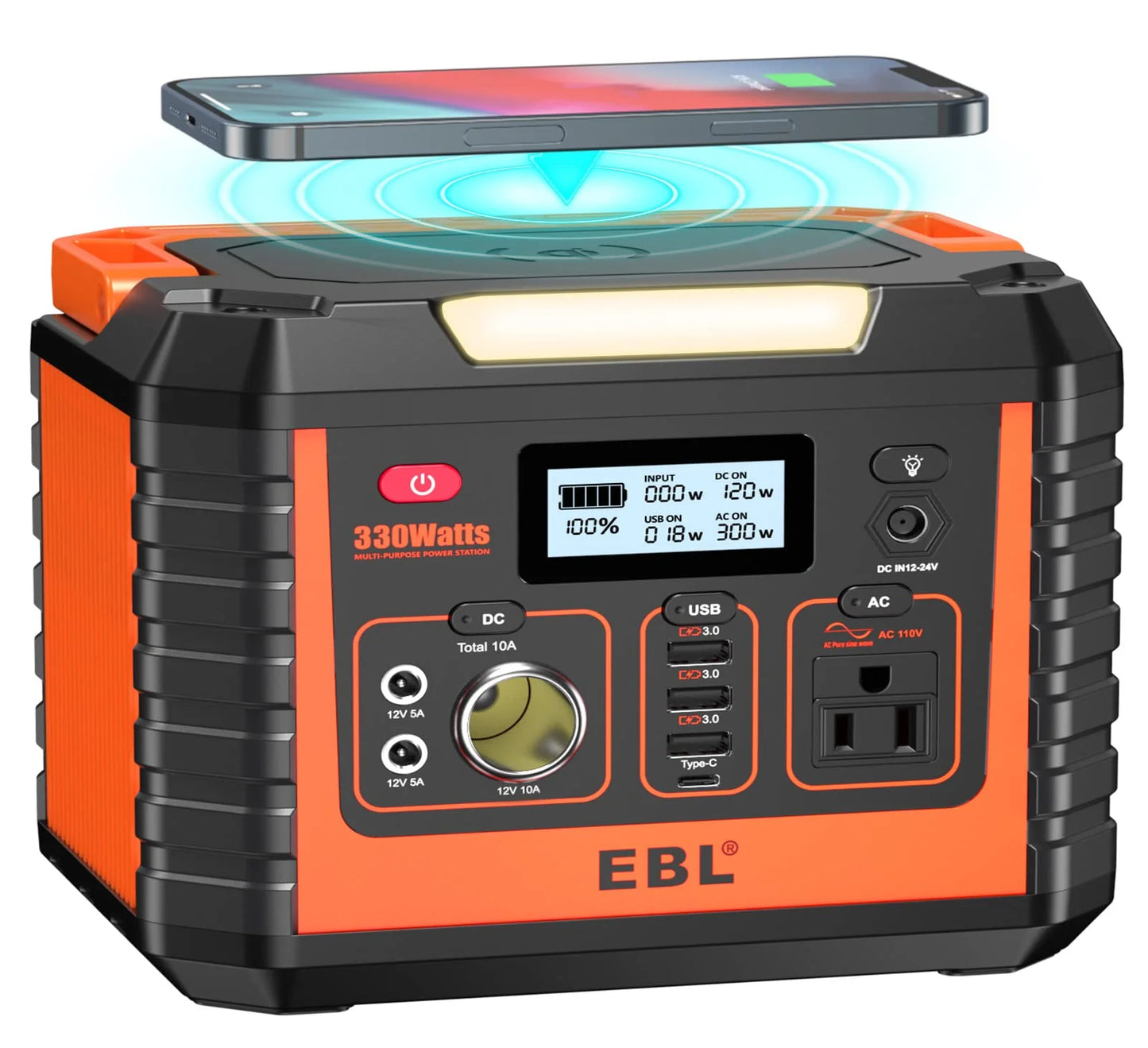 EBL Portable Power Station, 110V/330W Solar Generator