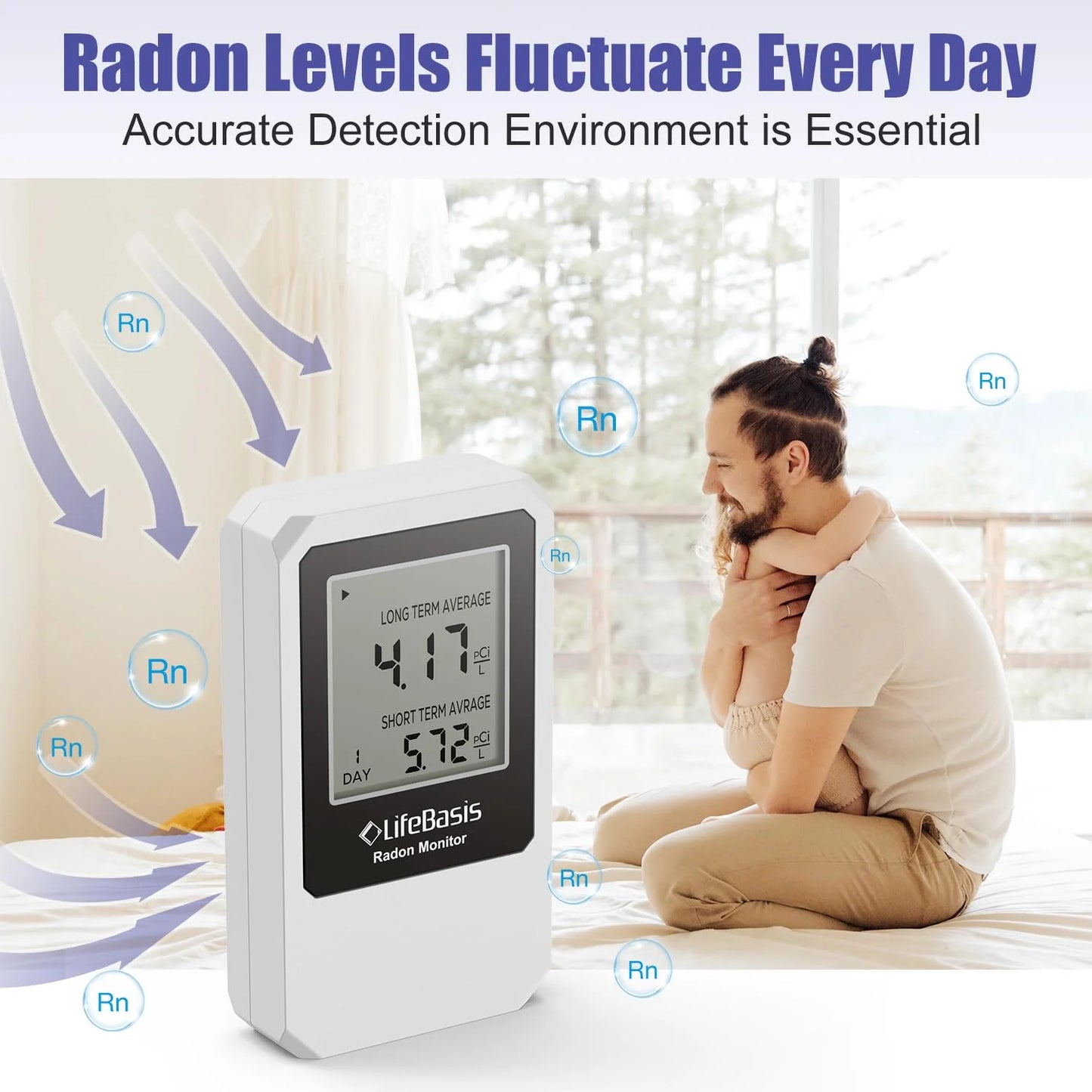 Life Basis Home Radon Detector 0-500 pCi/L Range