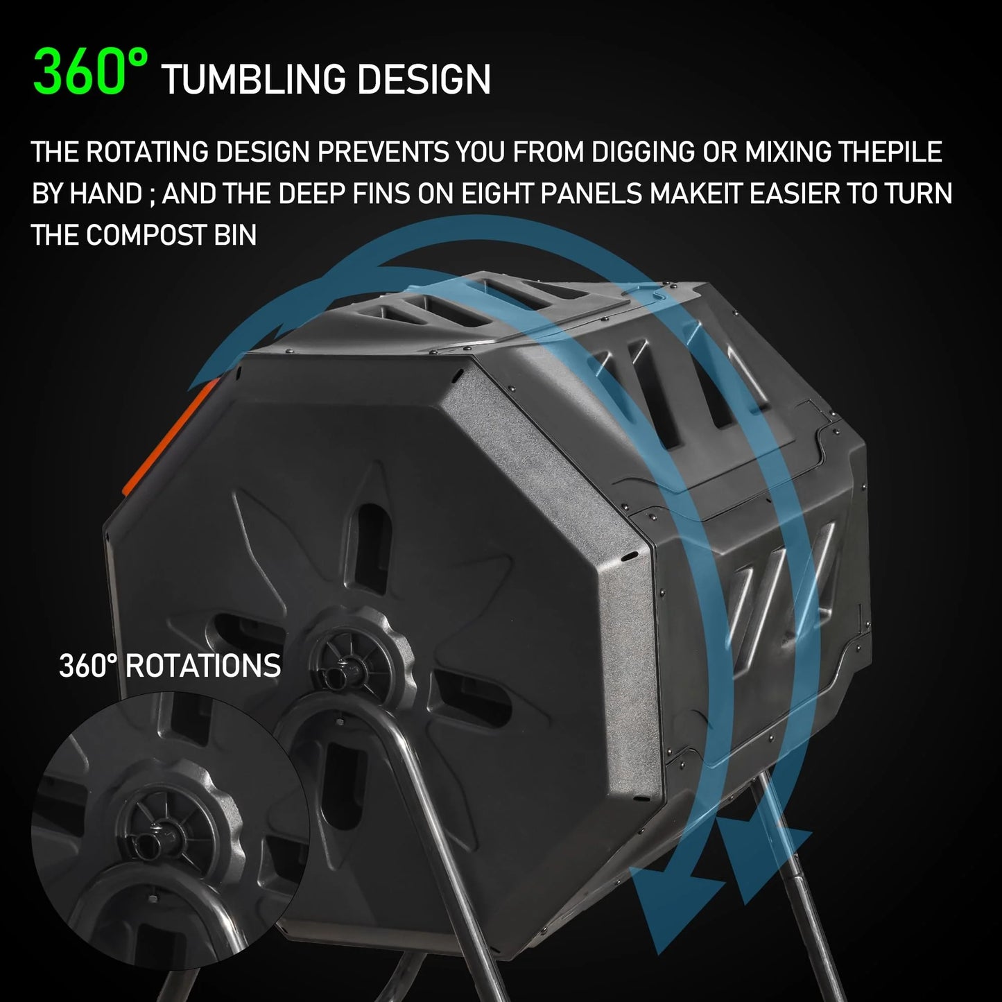 Hourleey 43 Gallon Dual Chamber Tumbling Composting Bin