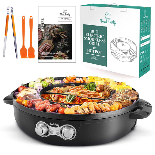 Food Party DUO Electric Smokeless Grill and Hot Pot