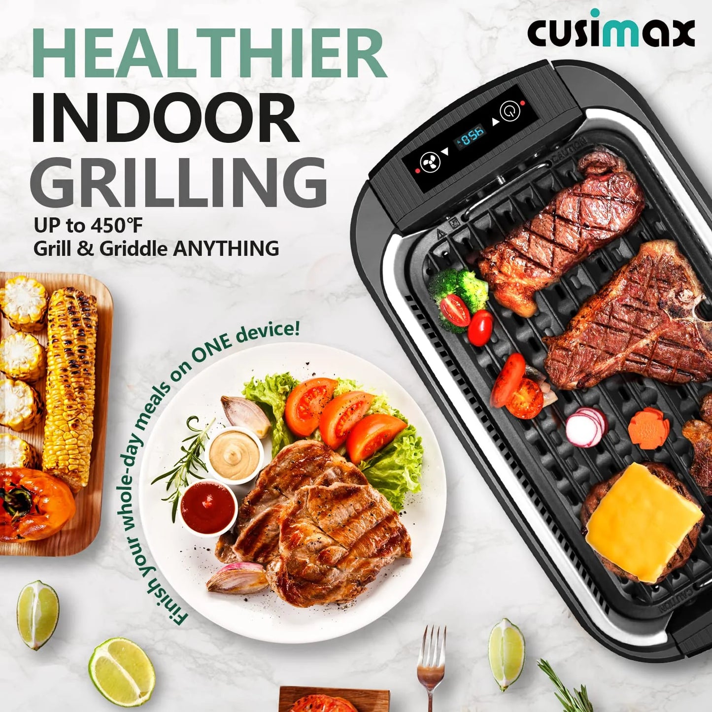 CUSIMAX Smokeless 1500W Electric Grill Indoor