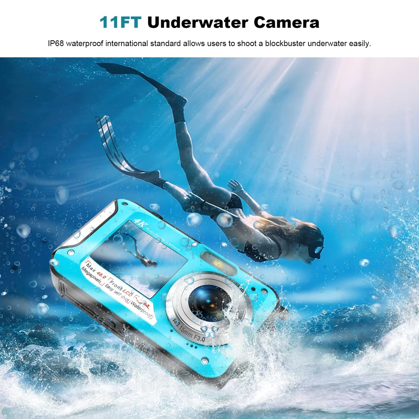 Yifecial 4K Waterproof Digital Camera 11FT Underwater Camera