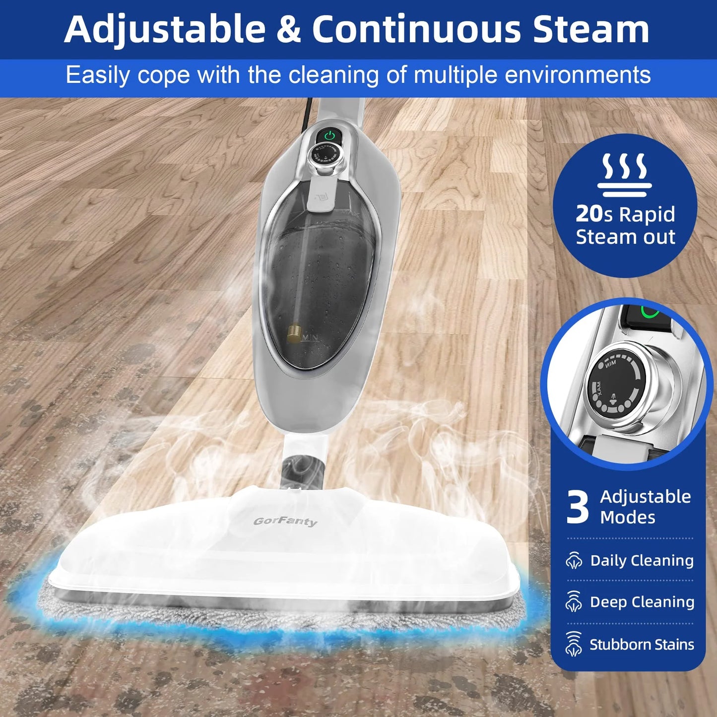 GorFanty 10-in-1 MultiPurpose Handheld Steam Mop