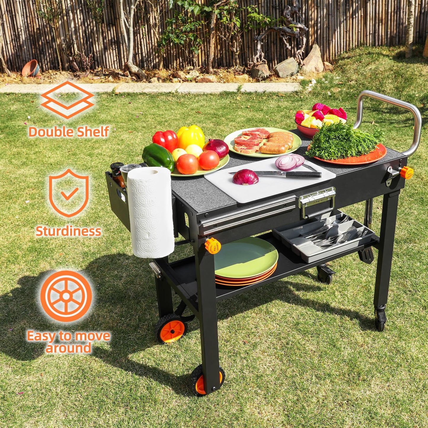 Yundasan Portable Outdoor Grill Table, 31"W x 17"D