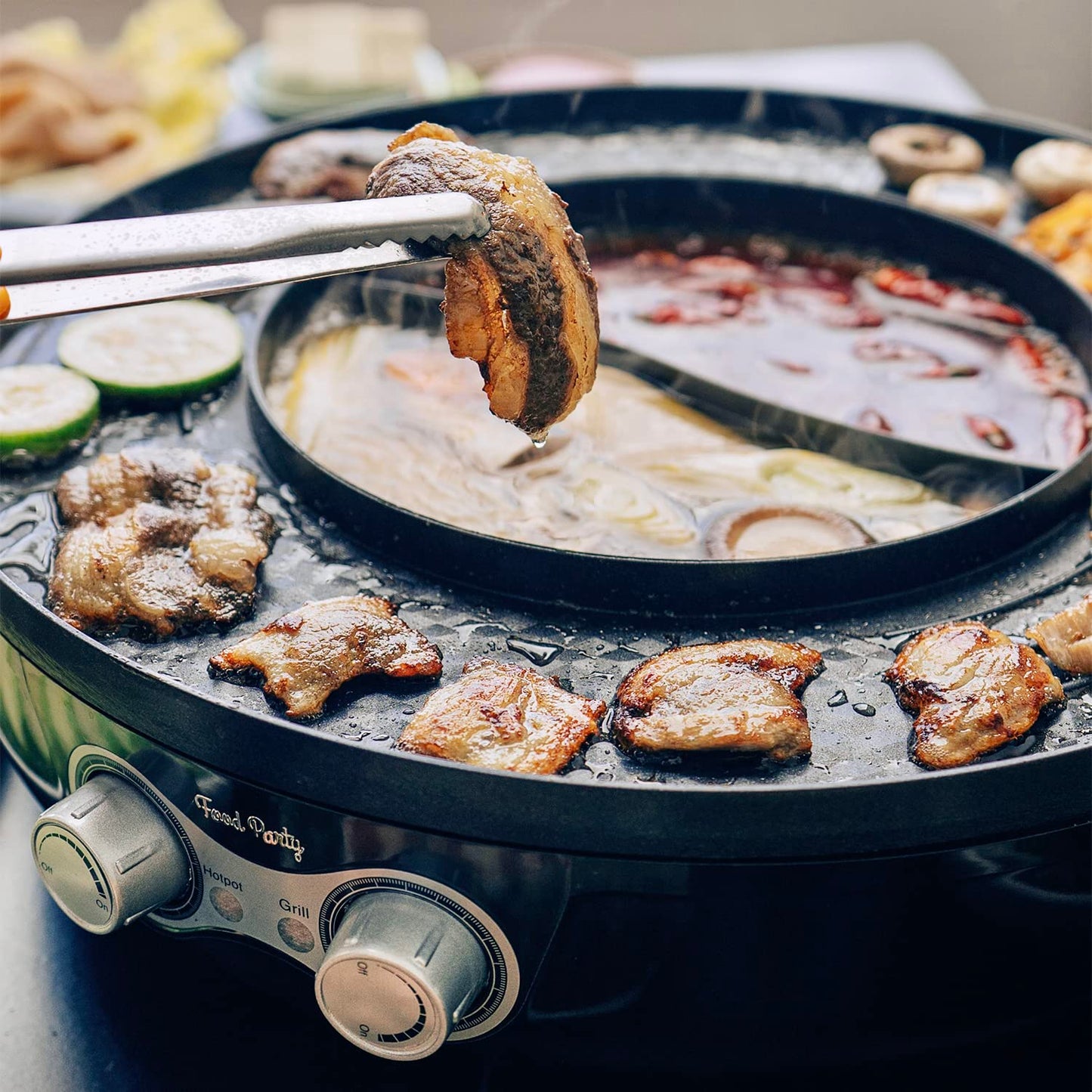 Food Party DUO Electric Smokeless Grill and Hot Pot