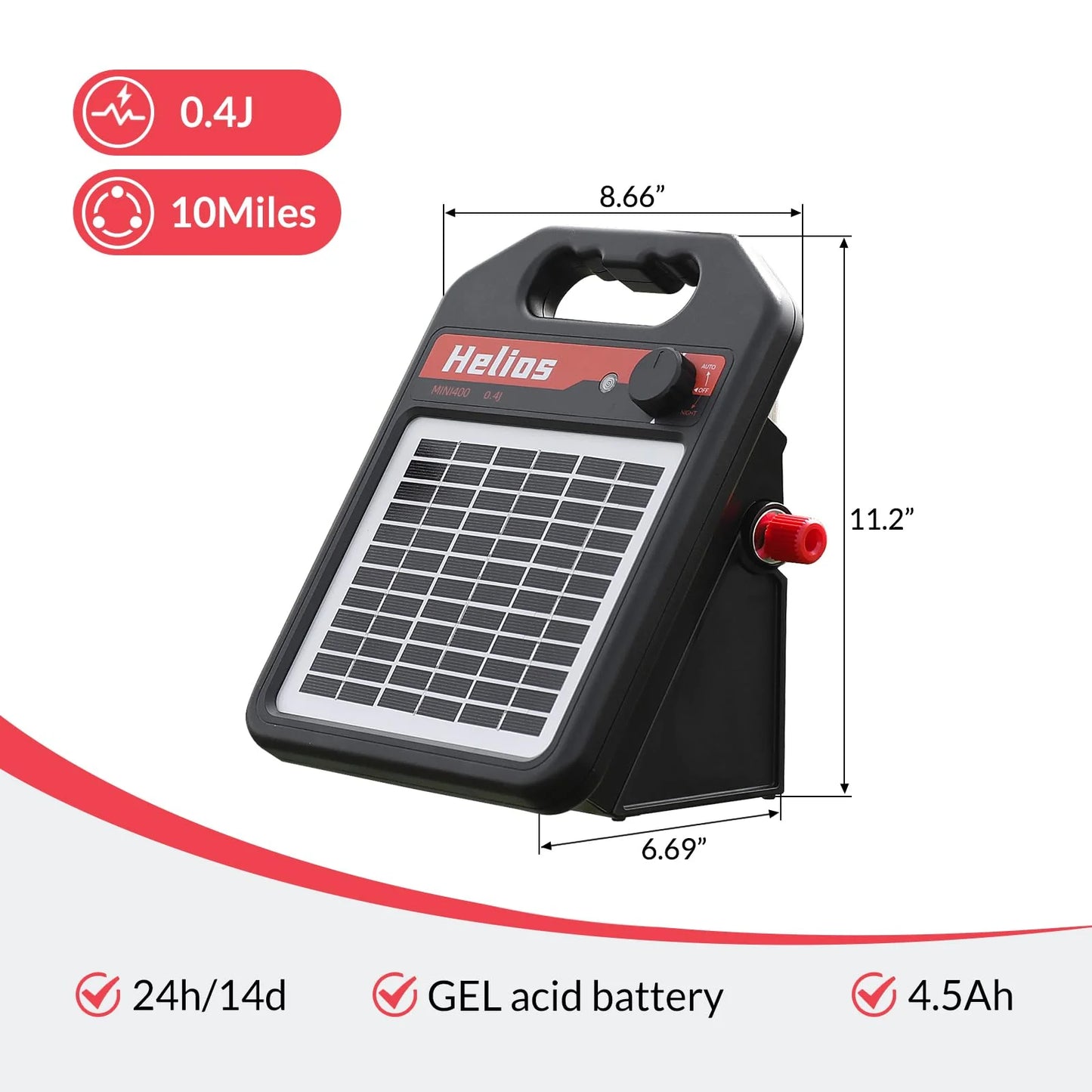 ANDMON MINI400 30 Miles Solar Electric Fence Charger