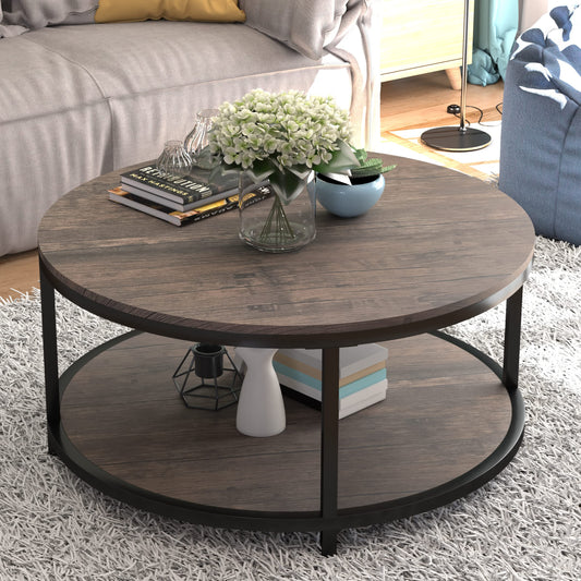 NSdirect Round Coffee Table, 36" Coffee Table for Living Room