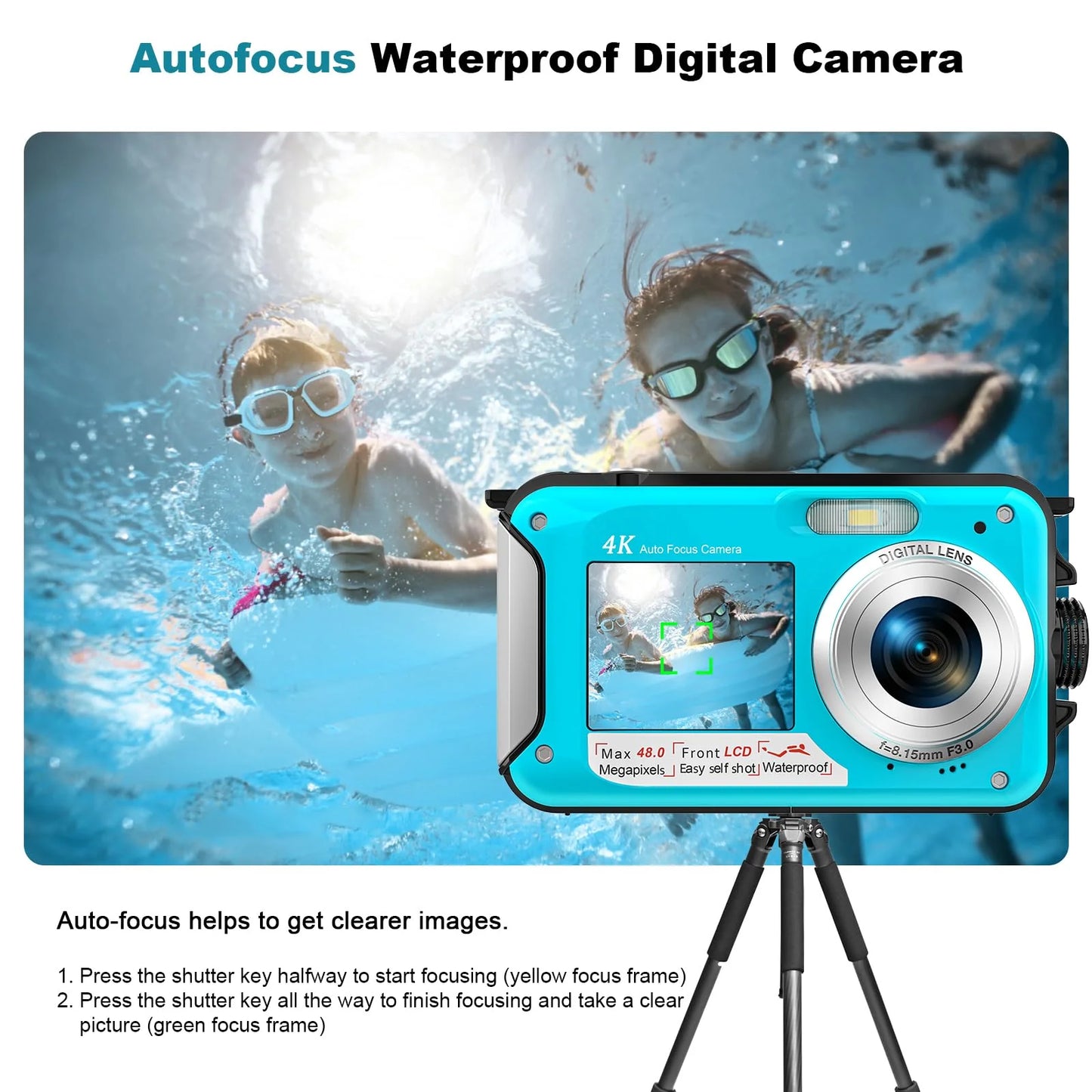 Yifecial 4K Waterproof Digital Camera 11FT Underwater Camera