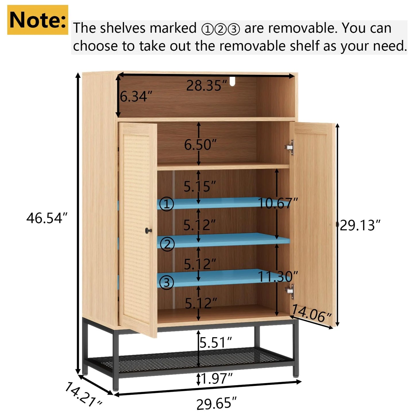 Gyfimoie Rattan Shoe Organizer with Doors