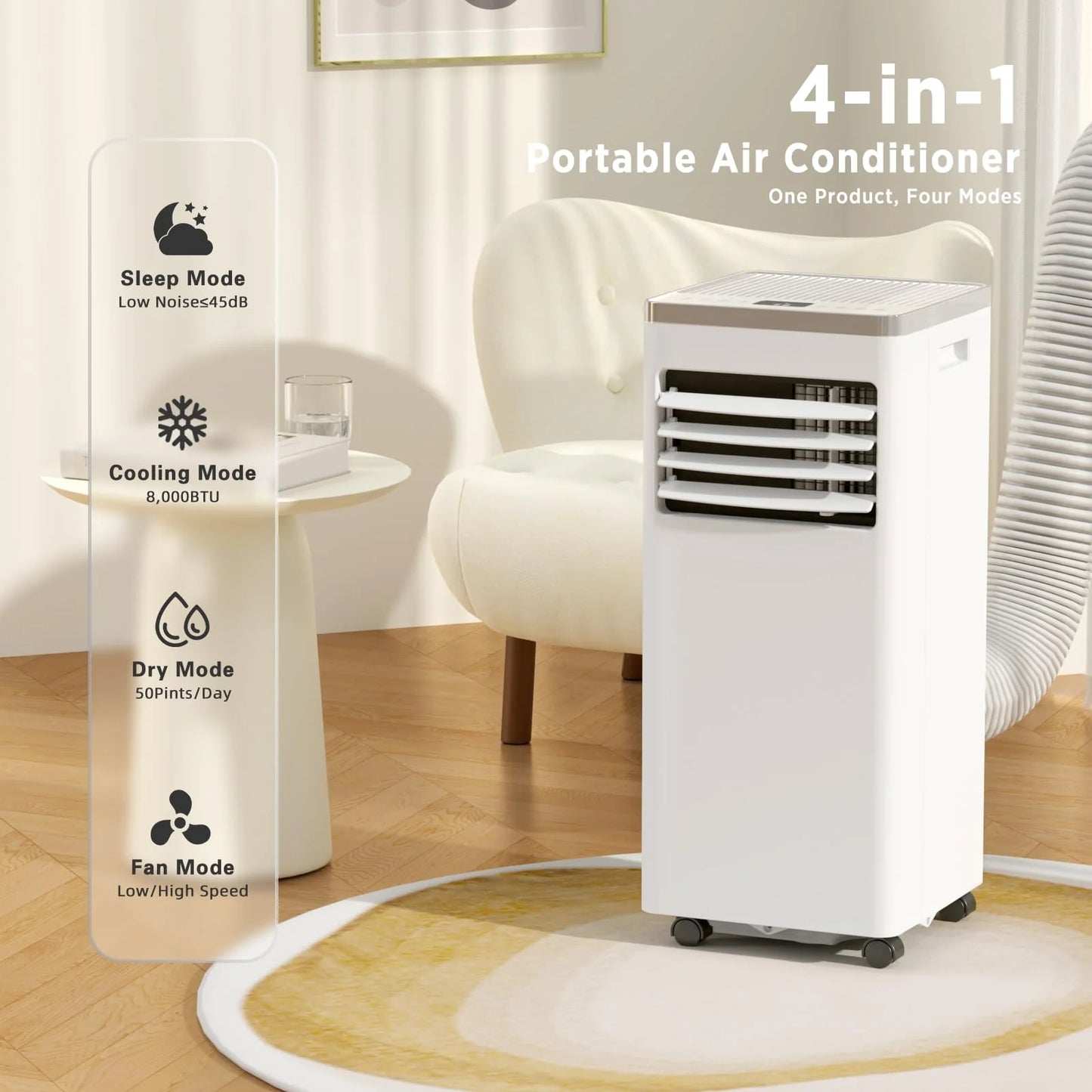 ZAFRO 8,000 BTU Portable Air Conditioners Cool Up to 350 Sq.Ft