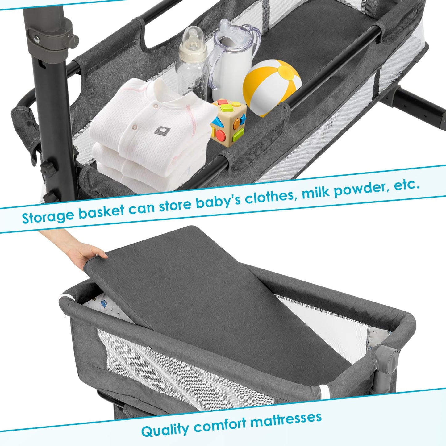 YADAQE Portable Baby Basinet Bedside Sleeper