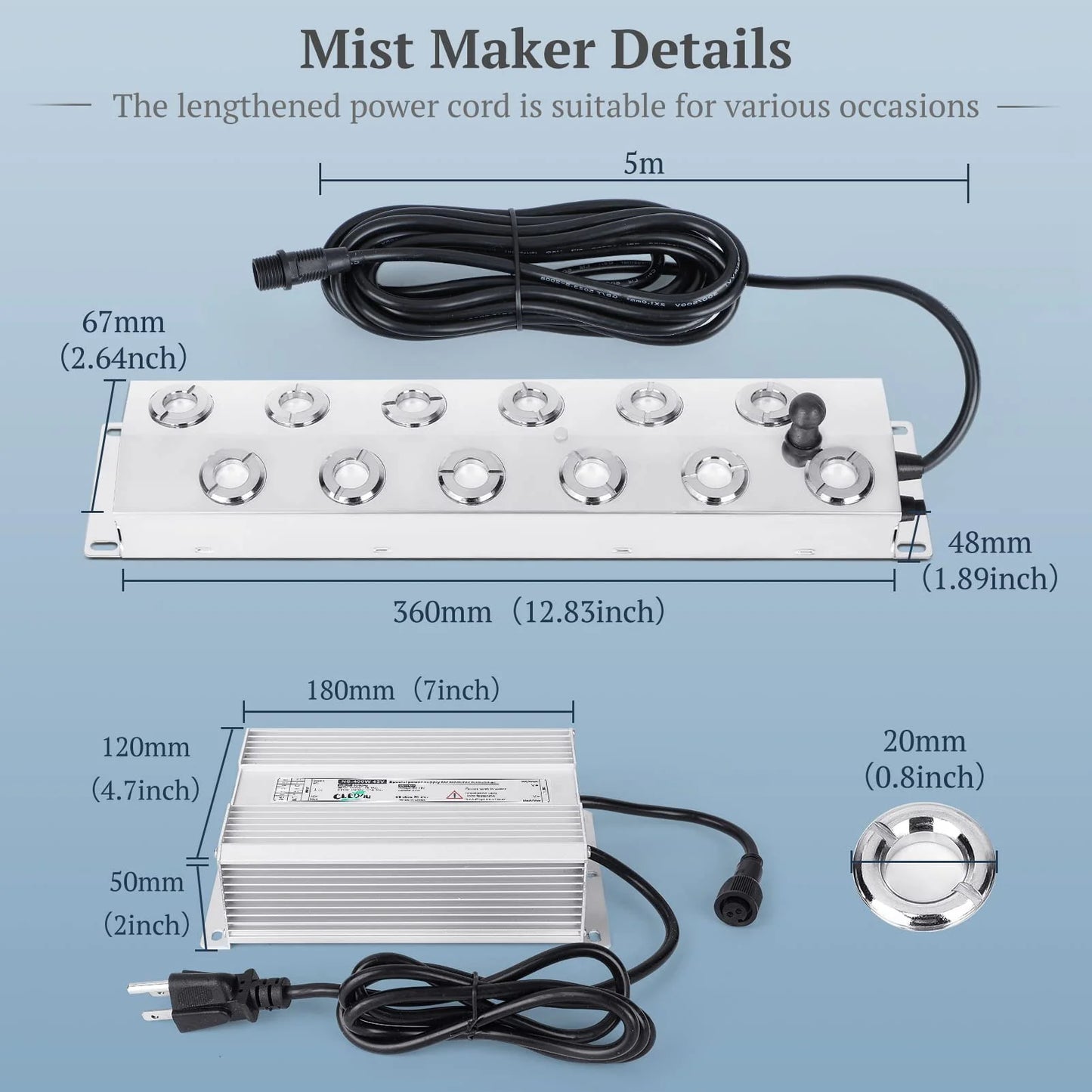 CEED4U Ultrasonic Fogger, 12 Head Ultrasonic Mist Maker